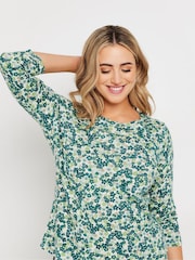 M&Co Green 3/4 Sleeve Crew Neck 100% Cotton T-Shirt - Image 4 of 5