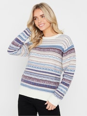 M&Co Blue Petite Fairisle Pattern Design Jumper - Image 1 of 5