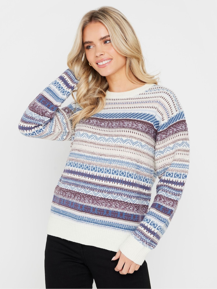 M&Co Blue Petite Fairisle Pattern Design Jumper - Image 1 of 5