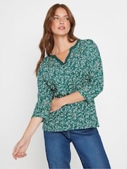 M&Co Blue 100% Cotton Lace Trim Top - Image 1 of 5
