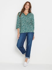 M&Co Blue 100% Cotton Lace Trim Top - Image 2 of 5