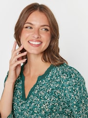 M&Co Blue 100% Cotton Lace Trim Top - Image 4 of 5