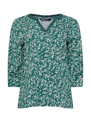 M&Co Blue 100% Cotton Lace Trim Top - Image 5 of 5