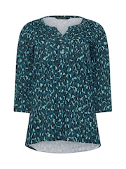 Azul - M&Co 3/4 Sleeve 100% Cotton Henley Top - Imagen 5 de 5