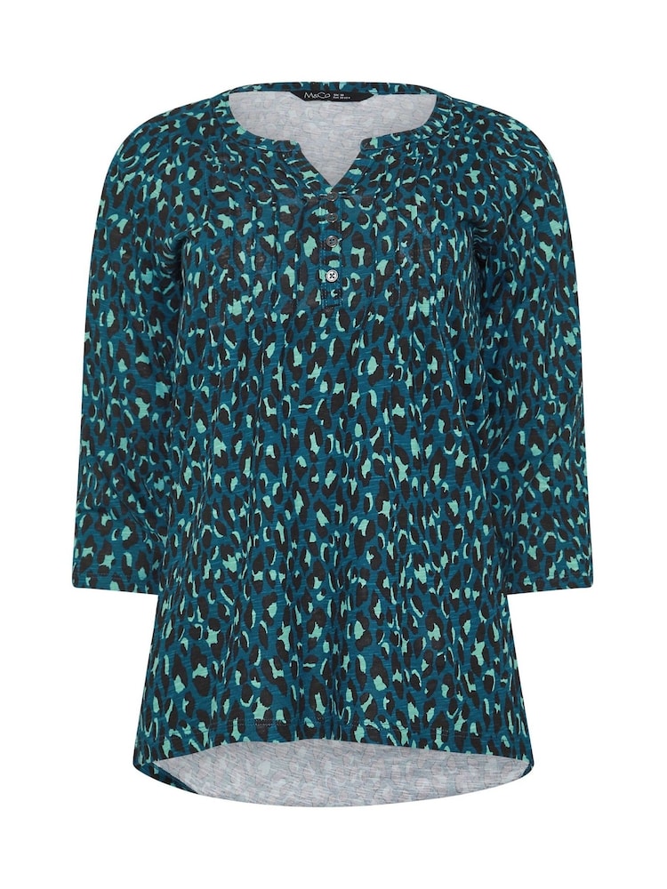 Azul - M&Co 3/4 Sleeve 100% Cotton Henley Top - Imagen 5 de 5 Azul - M&Co 3/4 Sleeve 100% Cotton Henley Top - Imagen 5 de 5