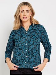 M&Co Blue 100% Cotton Ditsy Jersey Shirt - Image 1 of 5