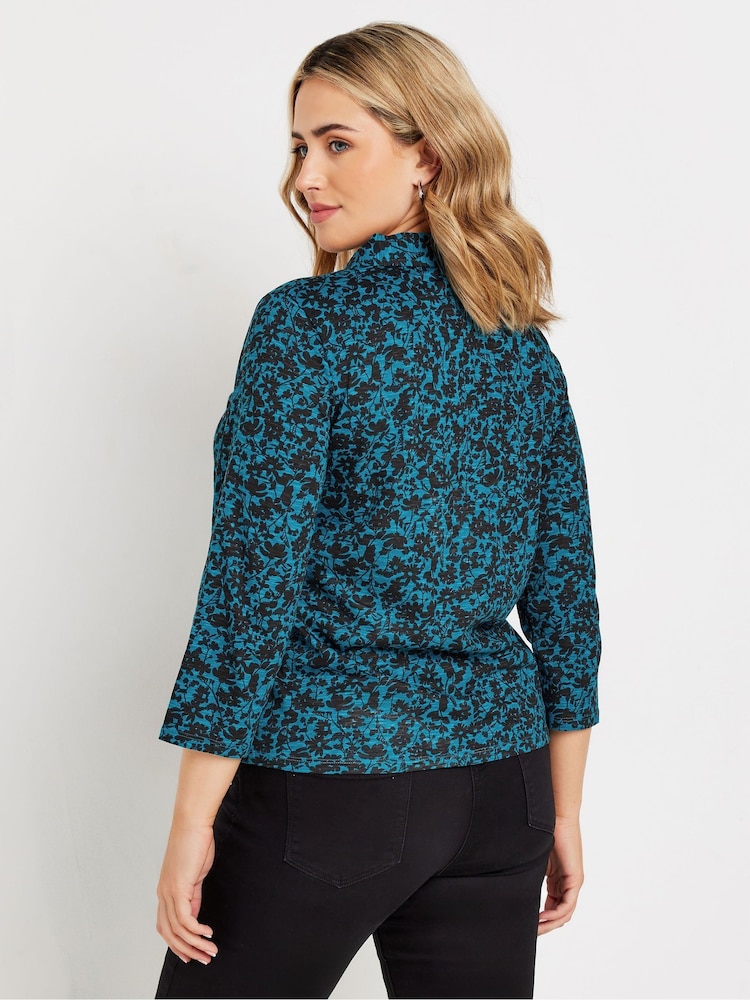 M&Co Blue 100% Cotton Ditsy Jersey Shirt - Image 2 of 5
