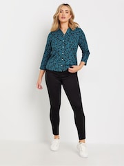 M&Co Blue 100% Cotton Ditsy Jersey Shirt - Image 3 of 5