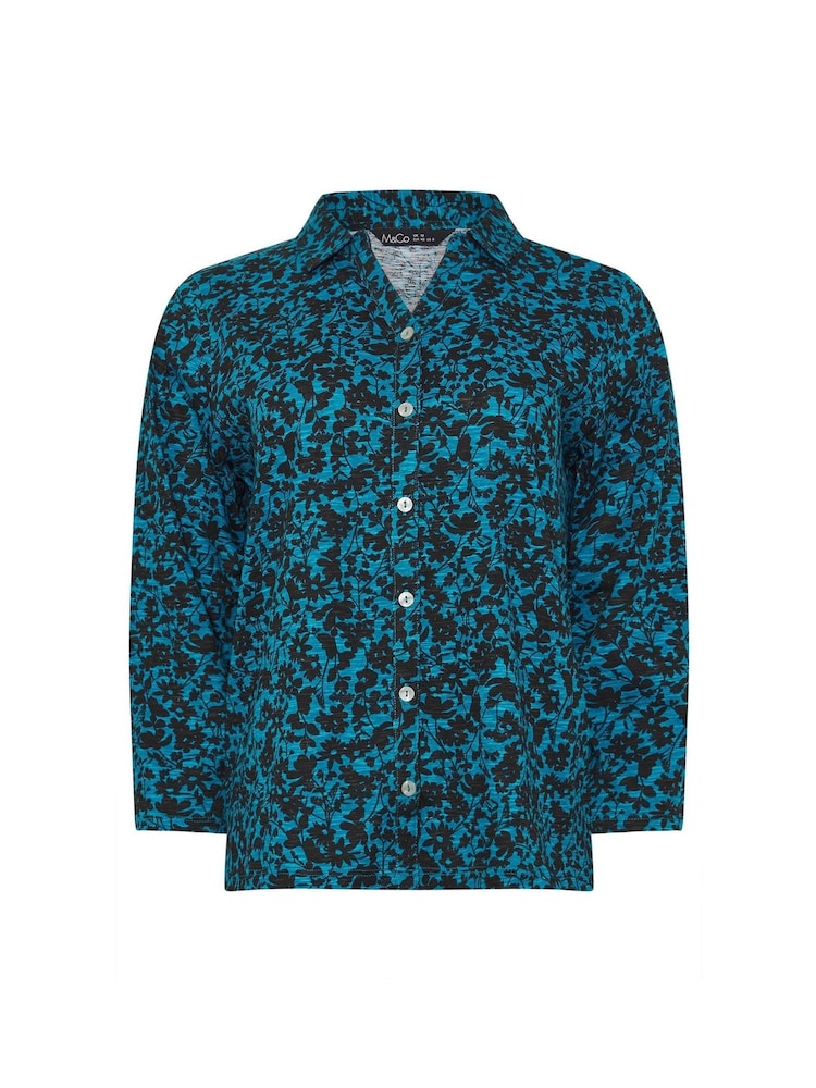 M&Co Blue 100% Cotton Ditsy Jersey Shirt - Image 5 of 5