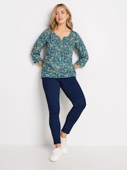 M&Co Green 3/4 Sleeve 100% Cotton Henley Top - Image 2 of 5