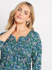 M&Co Green 3/4 Sleeve 100% Cotton Henley Top - Image 4 of 5