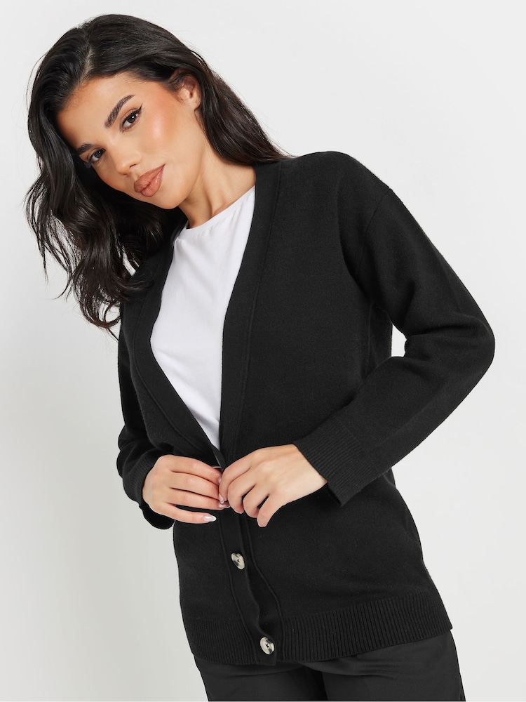 PixieGirl Petite Black V-Neck Button Cardigan - Image 1 of 5