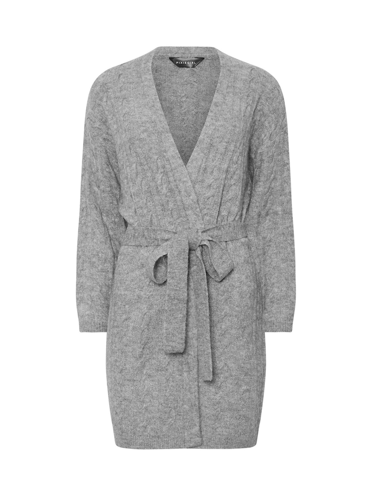 PixieGirl Petite Cable Belted Maxi Cardigan - Slika 5 iz 5