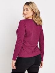 Pink - M&Co Long Sleeve 100% Cotton Notch Neck Top - Bild 3 von 5