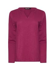 Pink - M&Co Long Sleeve 100% Cotton Notch Neck Top - Bild 5 von 5