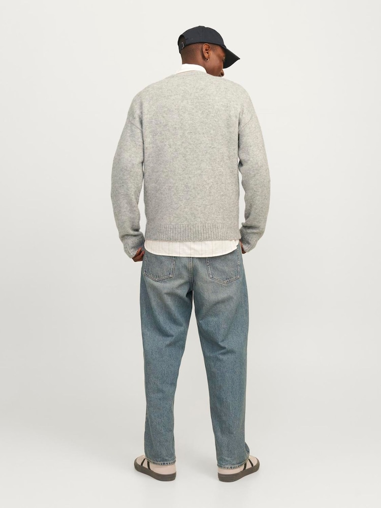 JACK & JONES Grey Knitted Crew Neck Jumper - Image 2 of 5