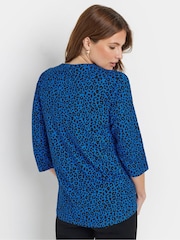 M&Co Blue 100% Cotton Henley Top - Image 3 of 5