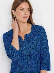 M&Co Blue 100% Cotton Henley Top - Image 4 of 5