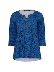 M&Co Blue 100% Cotton Henley Top - Image 5 of 5