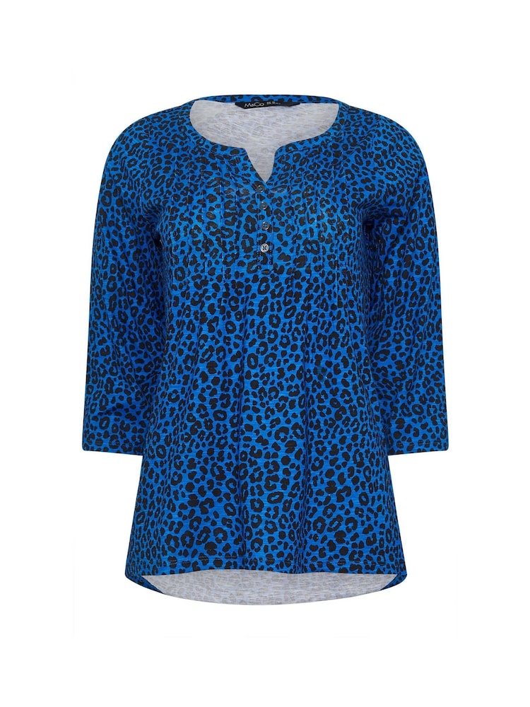 M&Co Blue 100% Cotton Henley Top - Image 5 of 5