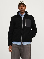 JACK & JONES Black Teddy Fleece Jacket - Image 1 of 7