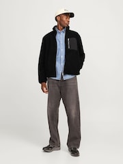 JACK & JONES Black Teddy Fleece Jacket - Image 3 of 7