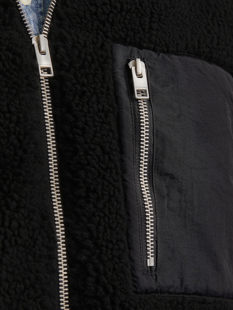 JACK & JONES Black Teddy Fleece Jacket - Image 7 of 7