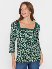 M&Co Blue 100% Cotton Square Neck Top - Image 1 of 5