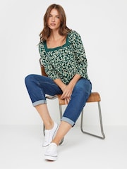 M&Co Blue 100% Cotton Square Neck Top - Image 2 of 5