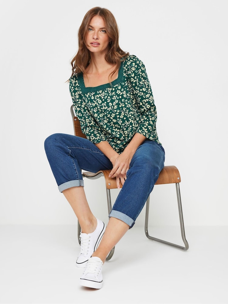 M&Co Blue 100% Cotton Square Neck Top - Image 2 of 5