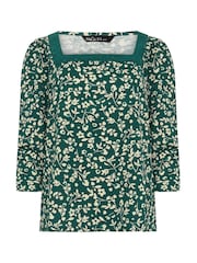 M&Co Blue 100% Cotton Square Neck Top - Image 5 of 5