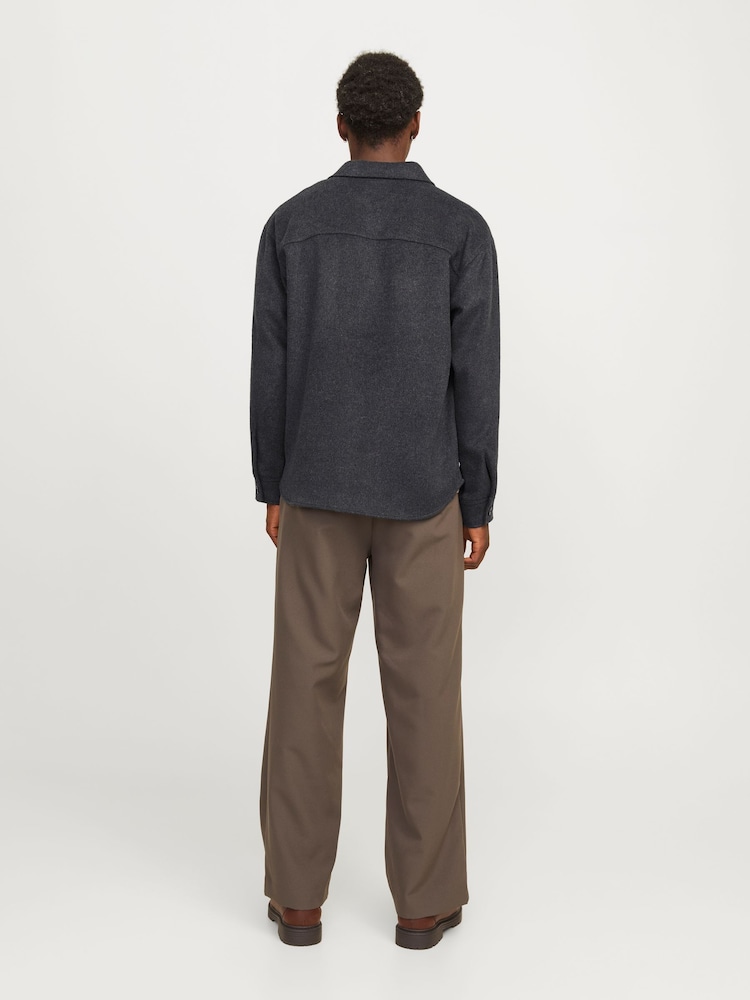 JACK & JONES Black Brushed Twill Overshirt - Image 2 of 5