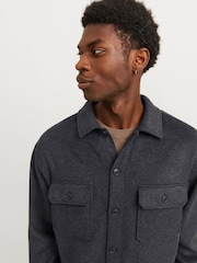 JACK & JONES Black Brushed Twill Overshirt - Image 4 of 5