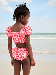 Rouge/Blanc Woodblock - Bikini Manche bouffante (3-16ans) - Image 3 of 4