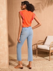 Выбеленный - Love & Roses Crop Straight Leg Jeans With Patch Pocket - Image 5 of 5