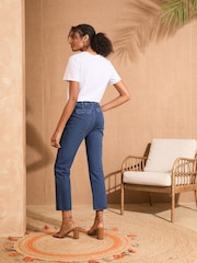 Выбелен. посредине, синие - Love & Roses Crop Straight Leg Jeans With Patch Pocket - Image 5 of 5