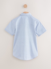 Blue Short Sleeve Geo Print 100% Cotton Shirt (3-16yrs) - Image 2 of 4