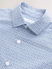 Blue Short Sleeve Geo Print 100% Cotton Shirt (3-16yrs) - Image 3 of 4