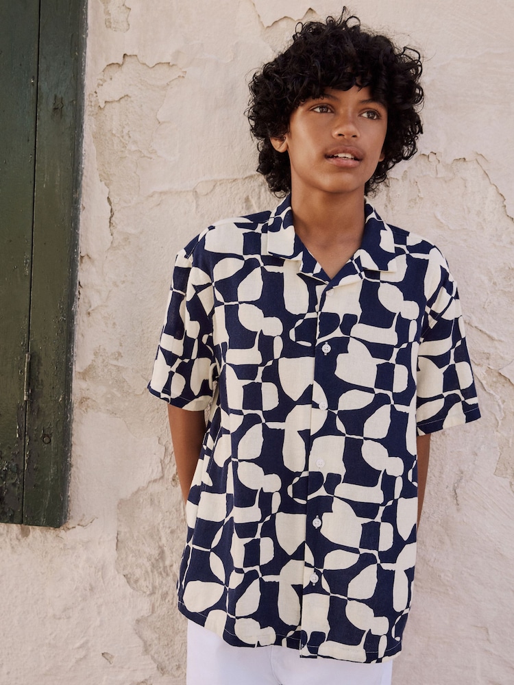 Indigo Blue Markmaking Short Sleeve Printed Shirt (3-16yrs) - Image 1 of 6