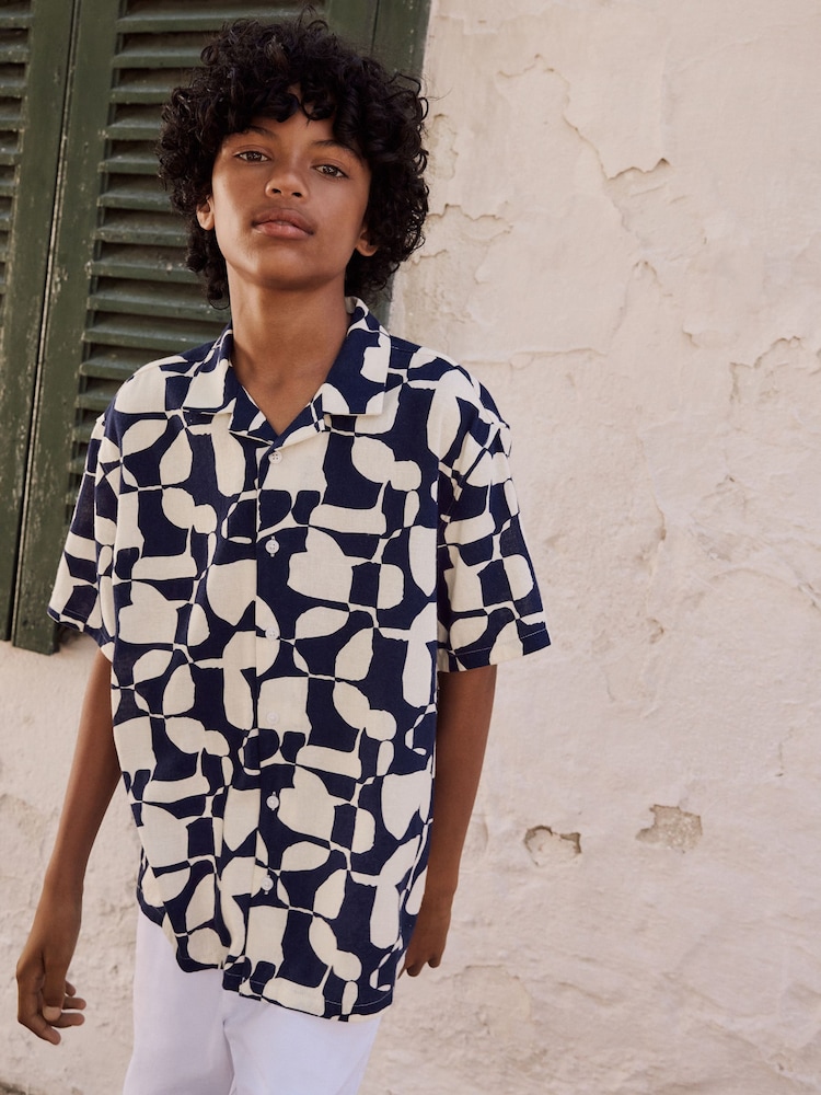 Indigo Blue Markmaking Short Sleeve Printed Shirt (3-16yrs) - Image 2 of 6