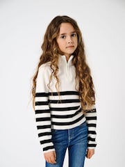 ONLY KIDS Quarter Zip Cosy White Jumper - Image 1 of 5