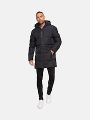 Threadbare Black Showerproof Longline Padded Hooded Jacket - Image 3 of 4