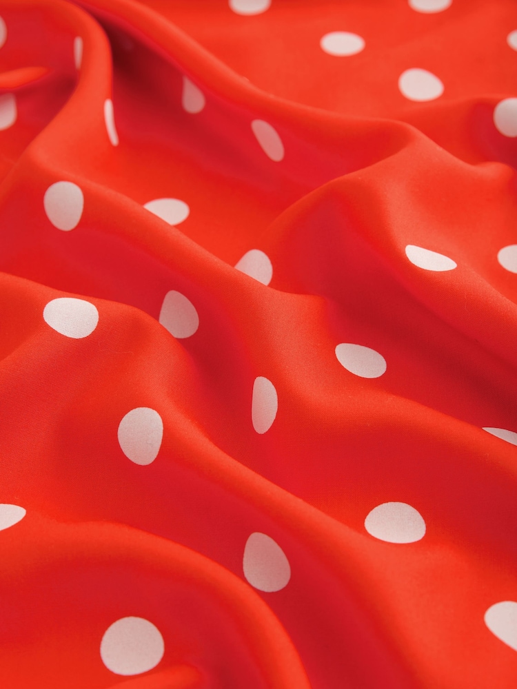 Red/White Spot Flutter Sleeve V-Neck Tie Waist Maxi Dress - Image 7 of 7