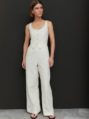 Natural 100% Cotton Sleeveless Waistcoat Jumpsuit - Image 1 of 5