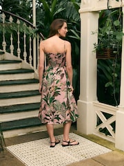 Kew Collection Hellrosa, floral - Square Neck Shirred Poplin Midi Dress - Bild 4 von 8