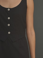 Black 100% Cotton Sleeveless Waistcoat Mini Dress - Image 3 of 4