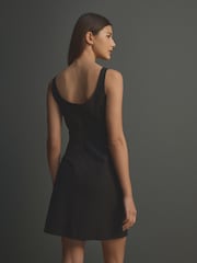 Black 100% Cotton Sleeveless Waistcoat Mini Dress - Image 4 of 4