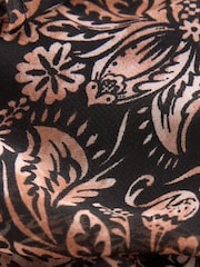 Black/Brown Floral Tie Neck Ruffle Long Sleeve Boho Mini Dress - Image 7 of 7