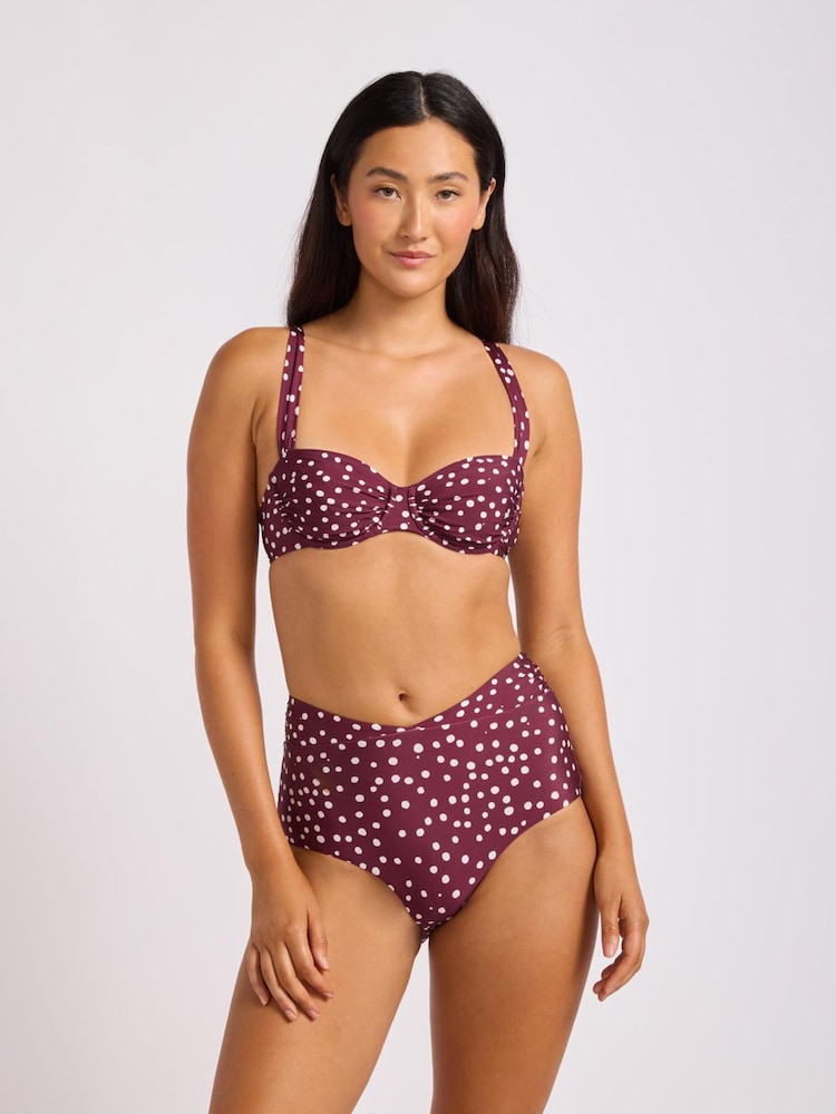 Seafolly Purple DolceDot Ruched Band High Waist Bikini - Image 1 of 4