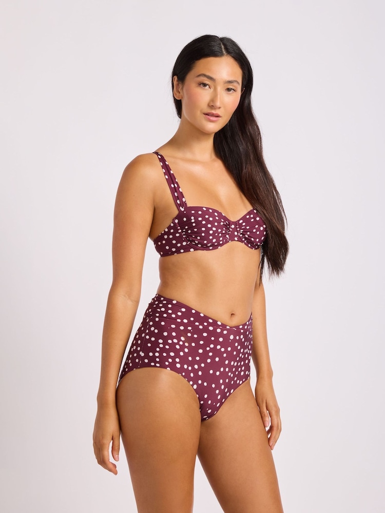 Seafolly Purple DolceDot Ruched Band High Waist Bikini - Image 2 of 4